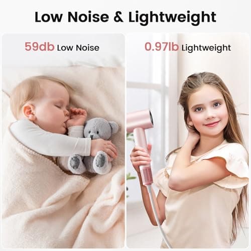 Professional Ionic Hair Dryer, 110,000 RPM, Fast, Lightweight, Pink