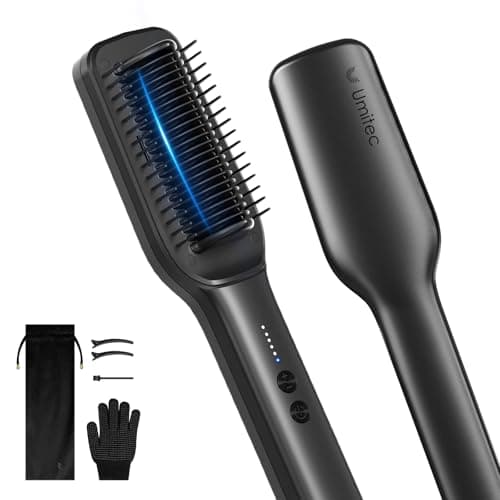 Women's Hair Straightener Brush with Negative Ion, 5 Temp Settings & Fast Heating