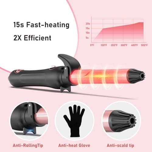 Automatic 1 Inch Curling Iron - Fast & Effortless Beach Waves for All Hair Types