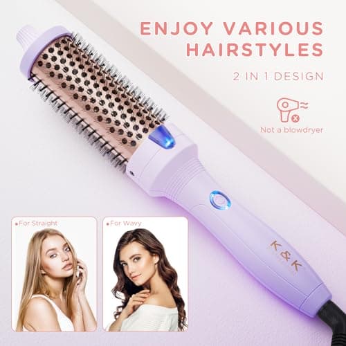 K&K Thermal 1.5 Inch Ionic Heated Round Brush for Shine and Smoothness