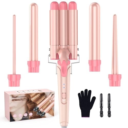 BESTOPE Pro 5-in-1 Curling Iron Set with Thermal Brush & 4 Ceramic Coils