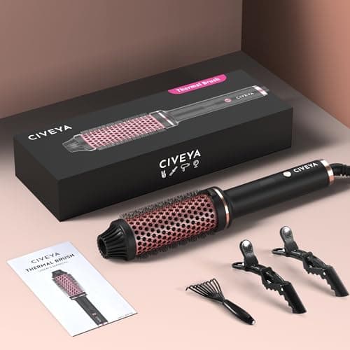 Temp Adjustable Ionic Thermal Curling Iron, 1.5 Inch Round Brush for Smooth Volumized Hair