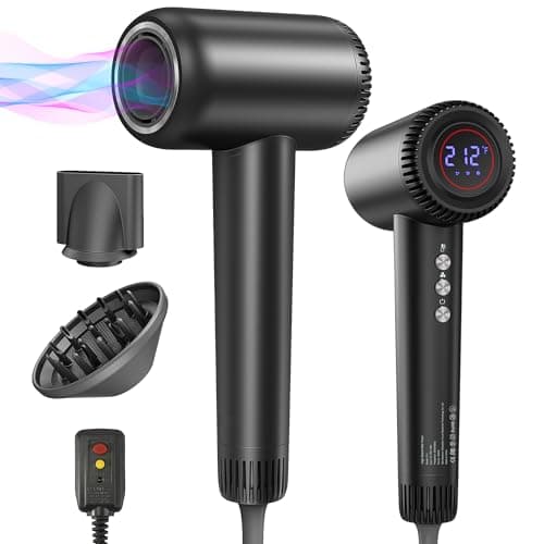 Professional Negative Ion 180000 RPM Hair Dryer, 1600W Low Noise, 4 Thermo-Control Travel SalonSeekBar