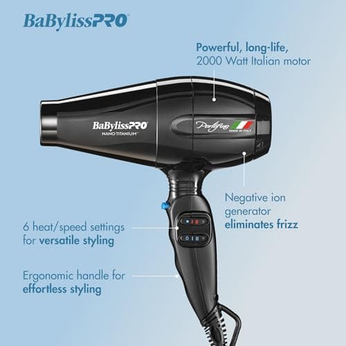 BaBylissPRO Nano Titanium 2000W Italian Hair Dryer