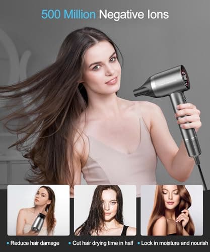 Negative Ionic 150k RPM High Speed Hair Dryer with Diffuser and Nozzle