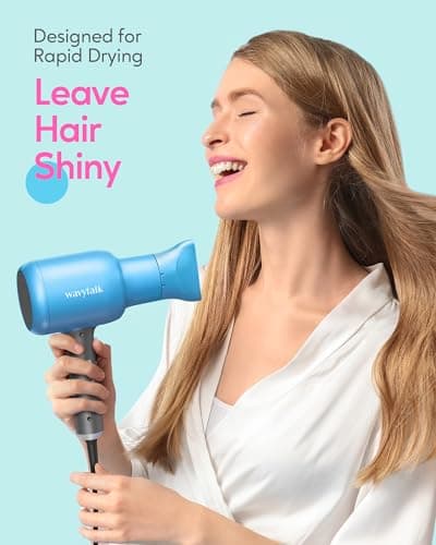 Wavytalk Ionic Hair Dryer with Diffuser (Elemental Blue) + Negative Ion Flat Iron Hair Straightener (Blue)