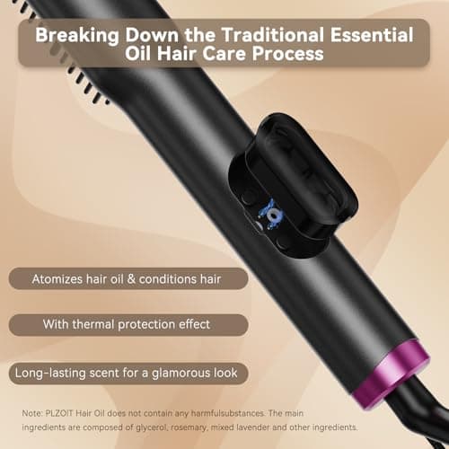 2 in 1 Steam Hair Straightener Brush, Ionic Heat, Essental Oils, Fast Heat-Up, Portable, 20Min Auto Off
