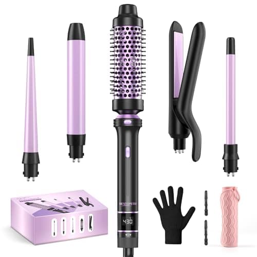 5-in-1 Curling Iron Set with Thermal Brush & 3 Ceramic Irons (0.35" - 1")
