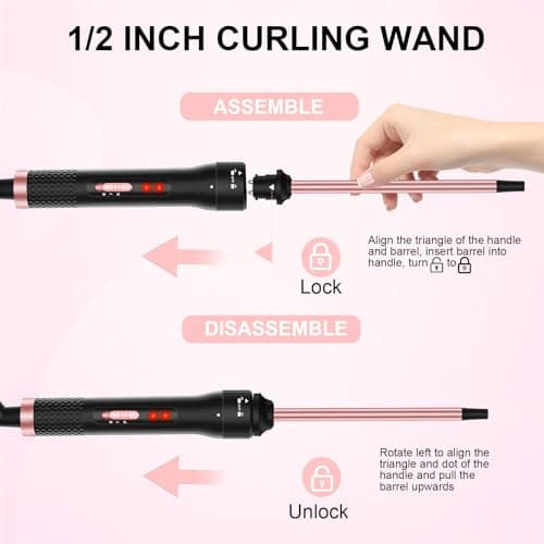 Professional 1/2 Inch Curling Iron with 2 Temperature Settings & Heat Glove for Short & Long Hair