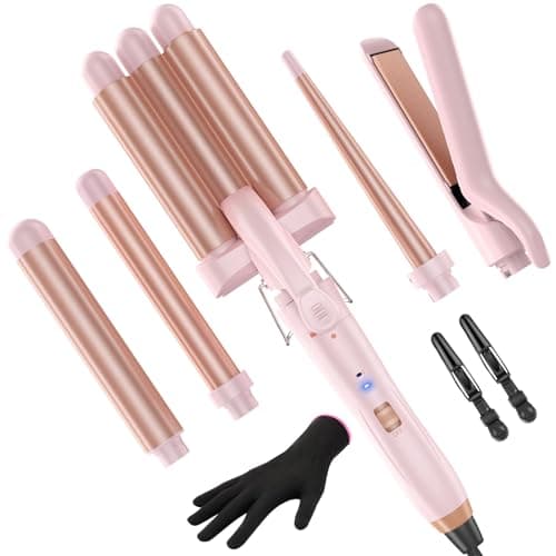 5-in-1 Curling Iron Set with Thermal Brush & 3 Barrel Irons (0.35" - 1.25")