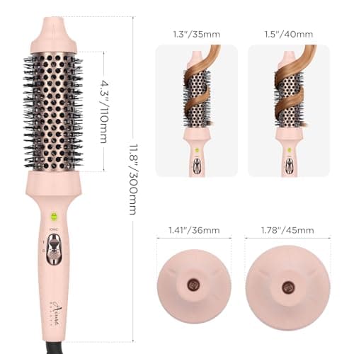 Aima Beauty Ion Hair Curling Iron Brush, 1.5"/40mm Ceramic, Pink