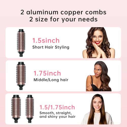 2in1 Heated Brush for Blowouts & Curls, Dual Temp Control, 1.5in/1.75in, Travel Ready