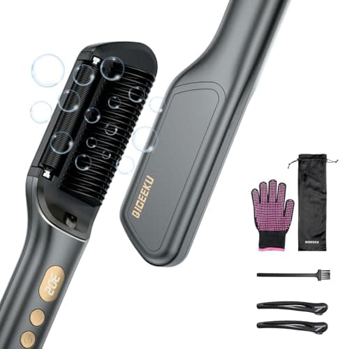 Gundown Gunmetal Gray 2-in-1 Flat Iron & Comb, 30s Heat, 5 Temp Settings