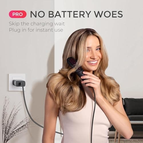 TYMO Porta PRO Cordless Hair Straightener Brush, Ionic Heat, Travel Size