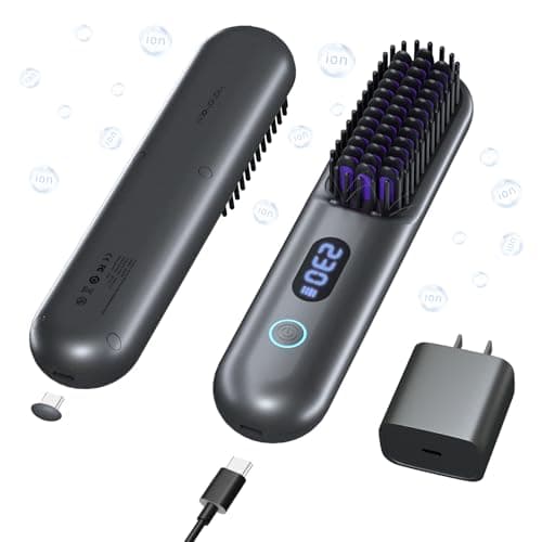 Portable 9600mAh Cordless Hair Straightener Brush