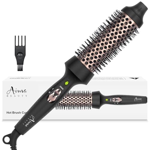Aima Beauty Ion Hair Curling Iron Brush, 1.5"/40mm Ceramic, Pink