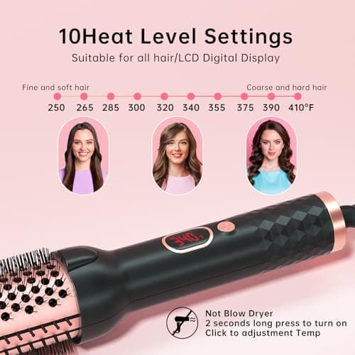 1.5 Inch Negative Ion Thermal Brush for Blowout & Curls, Fast Heating, Temp Control, Dual Voltage