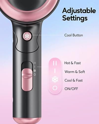 Wavytalk Portable Hair Dryer with Diffuser and Airflow Styler Curling Iron