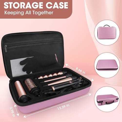 5-in-1 Ceramic Barrel Curling Iron with Thermal Brush & Travel Case