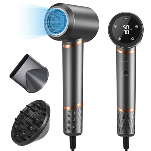 High-Speed Brushless 110000 RPM Negative Ionic Hair Dryer - Fast, Quiet, 3 Heat Speeds, Cold Air, Green