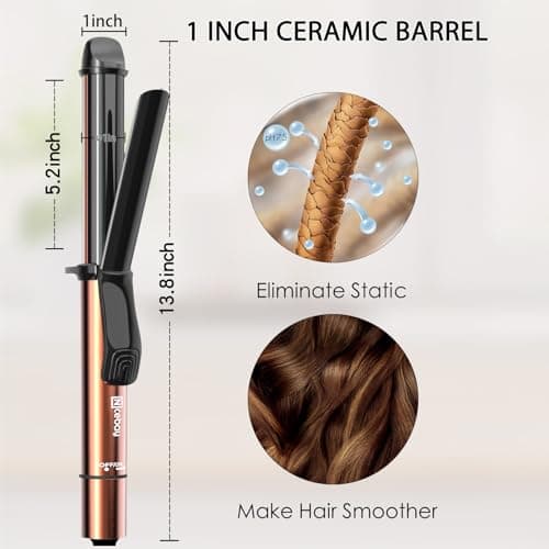 Nicebay 1 Inch Ceramic Coating Curling Iron, Fast Heat to 430°F, LED Temp Display, Worldwide Voltage, Auto-Off
