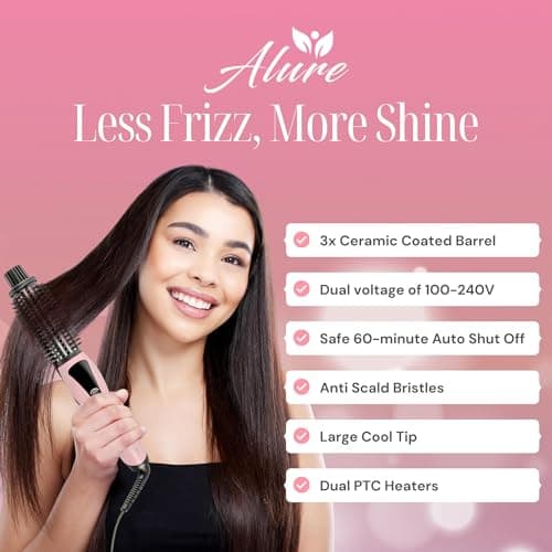 Alure Heated Styling Brush - 3-in-1 Ionic Curler/Straightener for All Hair Types