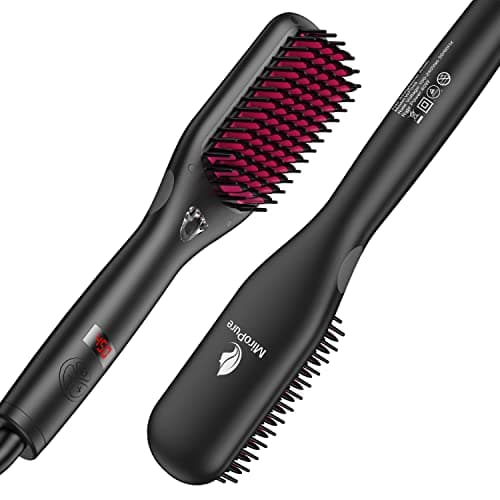 MiroPure Ionic Heated Straightening Brush, 30s Fast Heating, 11 Temp Control (Black)