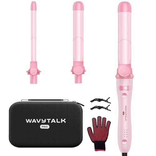 Wavytalk Curlmaker Pro Rotating Iron for Tight, Spiral Curls & Beach Waves, 3-Sized Ceramic Barrel, Effortless Long-Last
