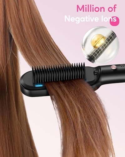 Wavytalk Sleek Ionic Straightening Brush, 6 Temp Settings, Anti-Scald Ceramic, Fast Heating, Rose Gold