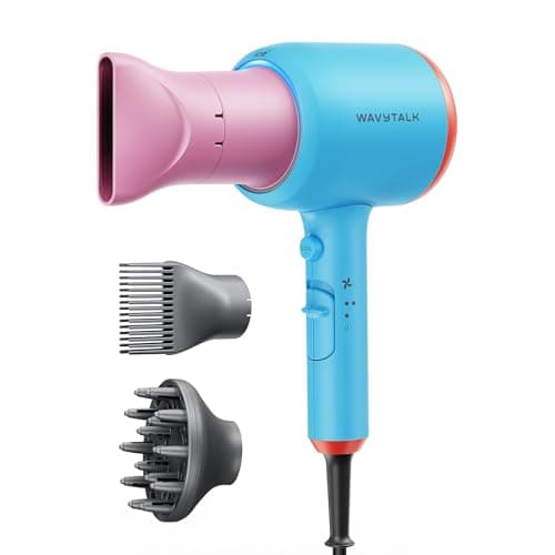 Wavytalk Ionic Hair Dryer, Fast & Quiet Drying with Ceramic Tech, 3 Attachments, Rose Gold