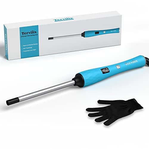 Terviiix 9mm Thin Ceramic Curling Iron with Argan Oil, Digital Temp & Auto-Off