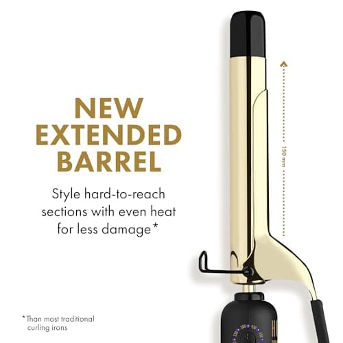 HOT TOOLS 24K Gold 1" Extended Curling Iron for Lasting Bouncy Curls