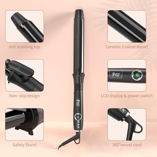 1.25 Inch Clip Curling Iron with Clipped Tourmaline Barrel up to 450°F (Black)