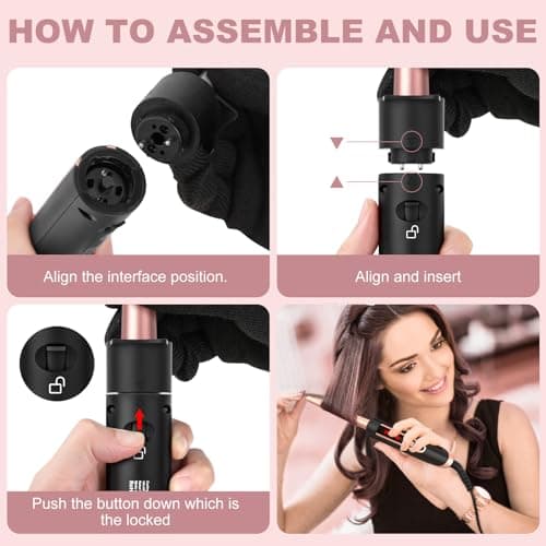 Curling Iron Set with Hair Straightener, Brush & Interchangeable Wands for Users