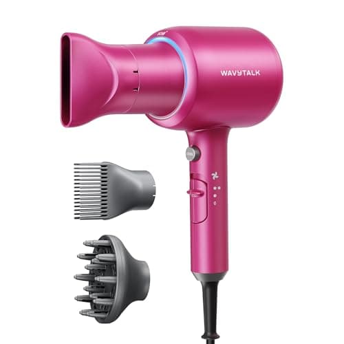 Wavytalk Ionic Hair Dryer, Fast & Quiet Drying with Ceramic Tech, 3 Attachments, Rose Gold
