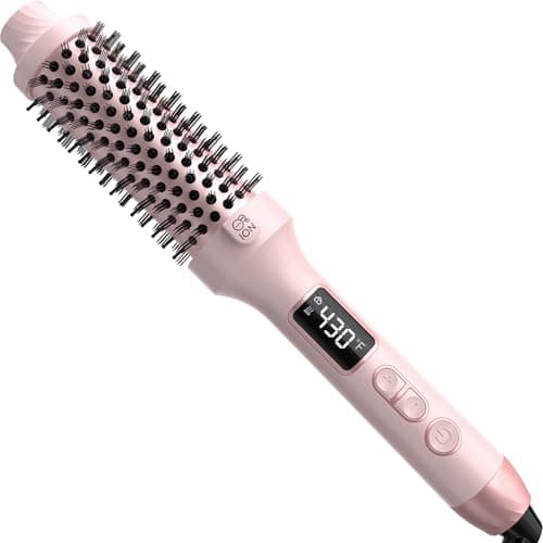 Nimmu 1.5 Inch Rose Gold Heated Brush, 10 Temp Control for Blowouts