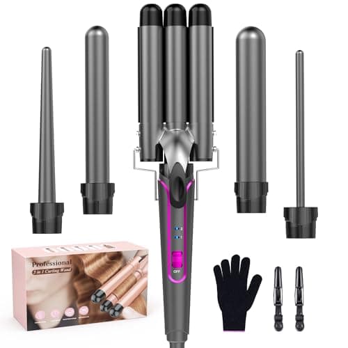 BESTOPE Pro 5-in-1 Curling Iron Set with Thermal Brush & 4 Ceramic Coils