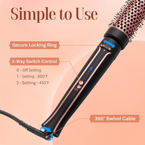 Asani 1.5" Heated Round Brush for Curls & Volume - Dual Voltage (120-240V)