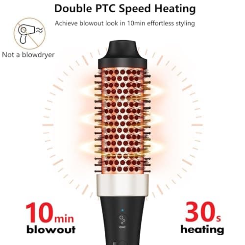 Ionic Thermal Curling Iron with Ceramic Tourmaline Brush - 1.5 Inch Heated Hair Styler
