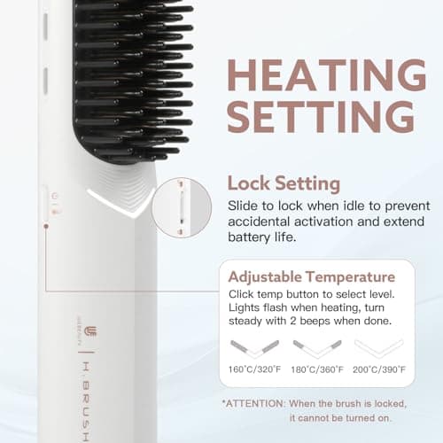 Webeauty Cordless Hair Straightener Brush - 200M Negative Ions, Fast Heating, Dual Voltage USB Rechargeable