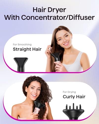 Wavytalk 5-in-1 Hair Dryer Brush Kit - Fast Drying & Styling Tools for Quick Blowouts, Pink