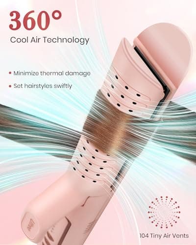 Ufree Airflow Curling Iron, 360° Cool 2-in-1 Flat Iron, 1.25" Wand, 5 Temps for All Hair Types, Gifts for Women, Anti-Sc