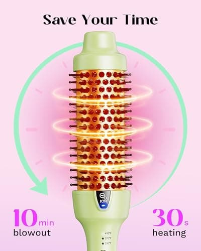 WavyTalk 1.5 Inch Ionic Heated Round Brush for Smooth Blowouts and Shine (Green)