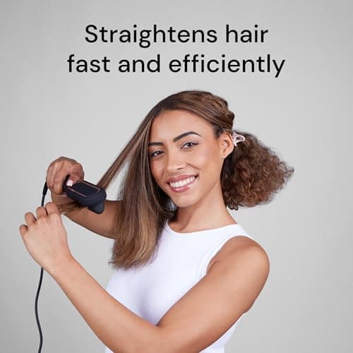 L'ANGE HAIR Smooth-It 2-in-1 Digital Straightening Comb | Curved Heat Shield | Blush
