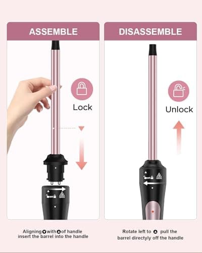 Karrong 3/8 Inch Ceramic Curling Wand, Instant Heat, 2 Temp Settings, Heat Glove Included