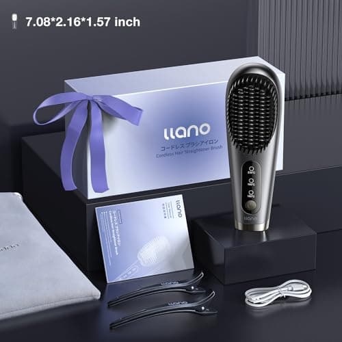 2024 Upgraded 6400 mAh USB Rechargeable Llano Portable Hair Straightener Brush