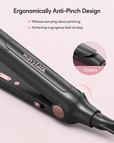 Wavytalk 3/10 Mini Flat Iron for Short Hair and Bangs with Anti-Pinch Design