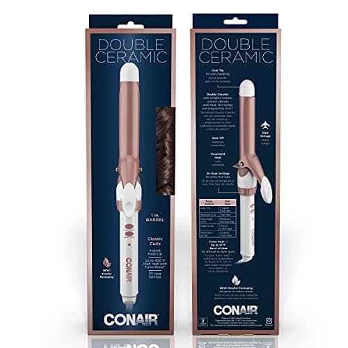 CONAIR Double Ceramic 1-Inch Curling Iron Classic Curls Short to Long Hair