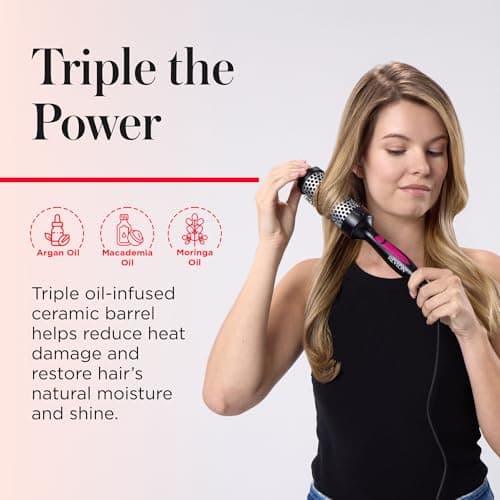 REVLON Perfect Match Hot Styler Heated Blowout Brush for Curls Body Volume Reduces Frizz Boosts Shine
