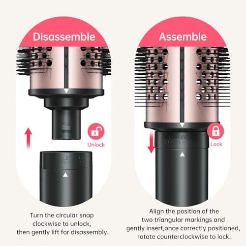 2in1 Negative Ion Thermal Brush - Heated Round Brush for Perfect Blow Out & Curls, 1.5" & 1.75", 5 Temp Settings, Dual V